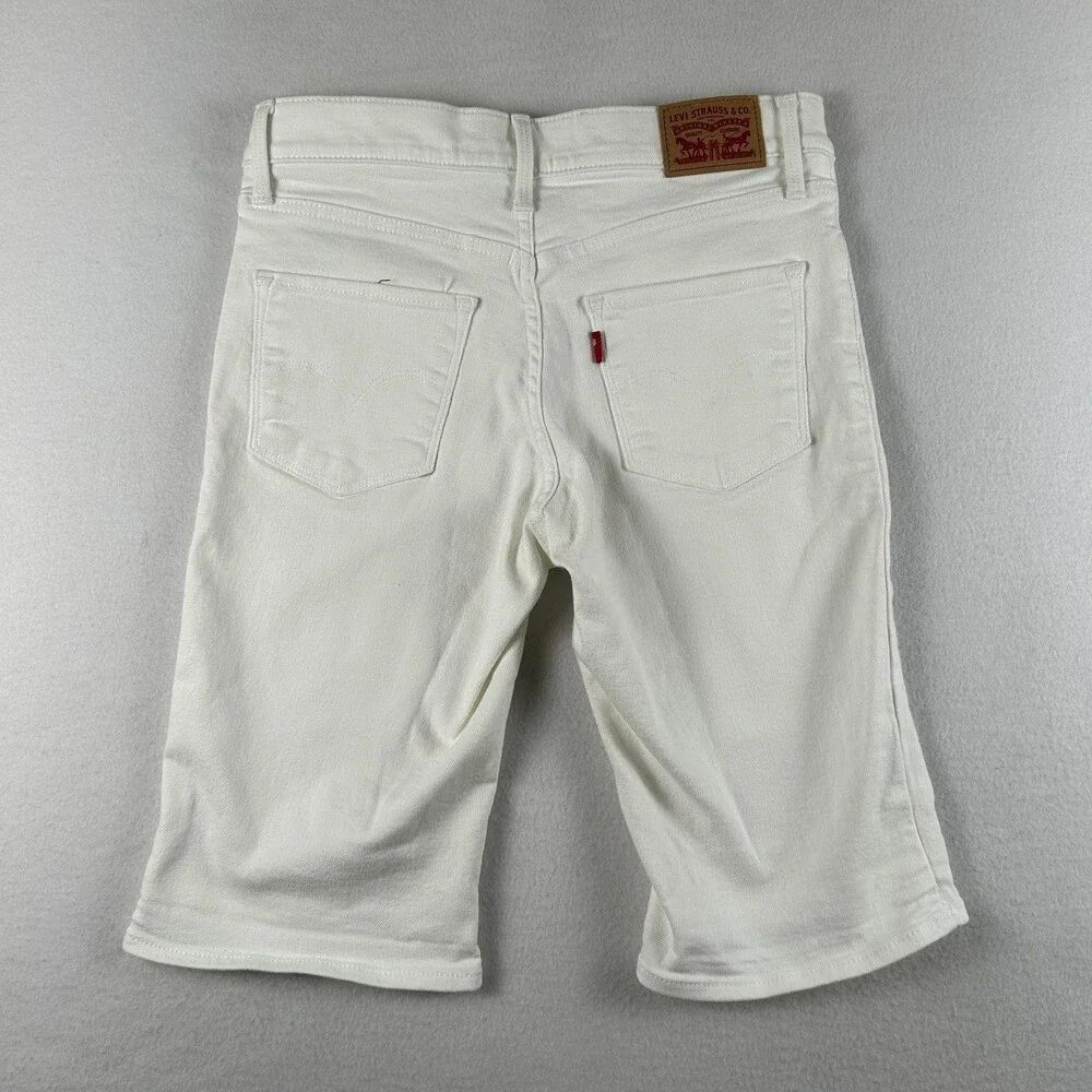 Levi's Bermuda Shorts Womens 28 White Denim Stretch Mid Length Casual Summer 12